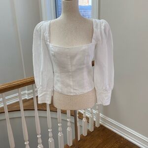 Reformation White Puff Sleeve Blouse